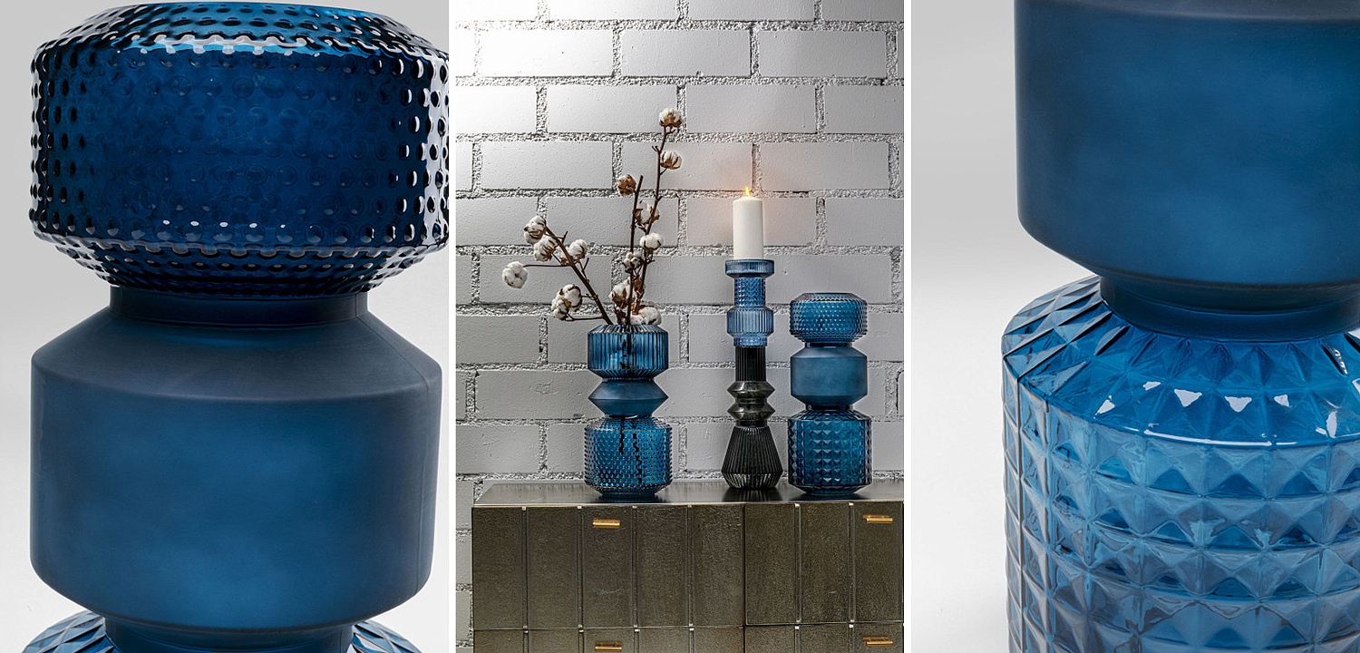 Ваза Geometric Blue Glass Vase 42 Ваза Geometric Blue Glass Vase 42 - Loft-Concept в Твери