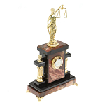 Часы настольные бронзовые из натурального камня Яшма с декором в виде Фемиды Themis Stone Clock варинант исполнения - 2 | Loft Concept в Твери