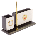 Настольный письменный набор из мрамора с часами и ручкой Marble Accessory варинант исполнения - 2 | Loft Concept в Твери