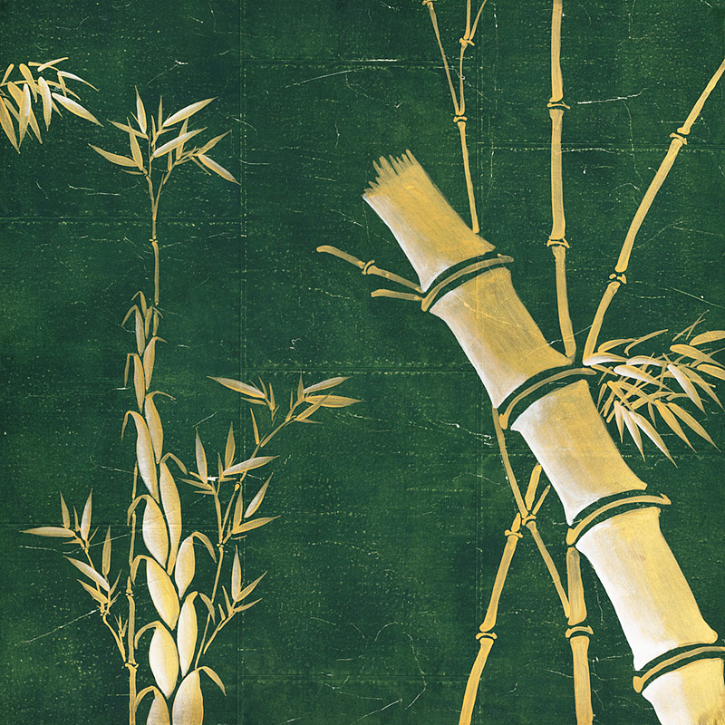 Обои ручная роспись Bamboo Golden on Edo Green India tea paper Обои ручная роспись Bamboo Golden on Edo Green India tea paper в Твери | Loft Concept