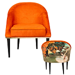Кресло из натурального бука оранжевое с цветным принтом Impressionism in Art варинант исполнения - 2 | Loft Concept в Твери