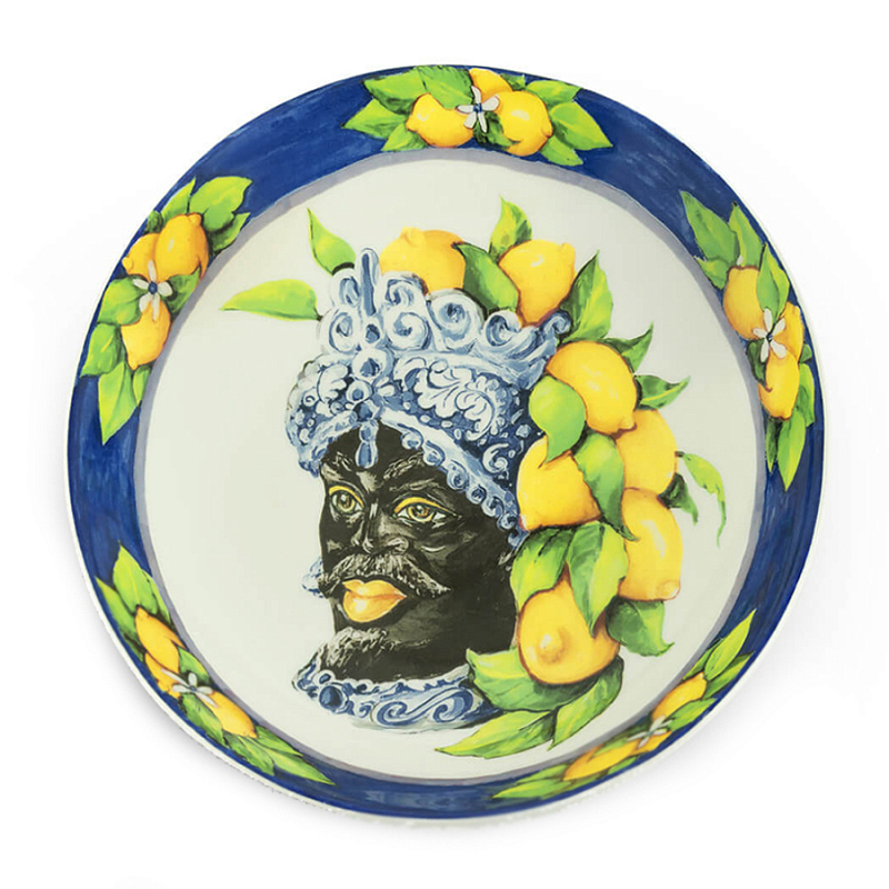 Тарелка Abhika SOUP PLATE MORO HEAD D 22,5 Blue Темно-синий Желтый Тарелка Abhika SOUP PLATE MORO HEAD D 22,5 Blue Темно-синий Желтый в Твери | Loft Concept
