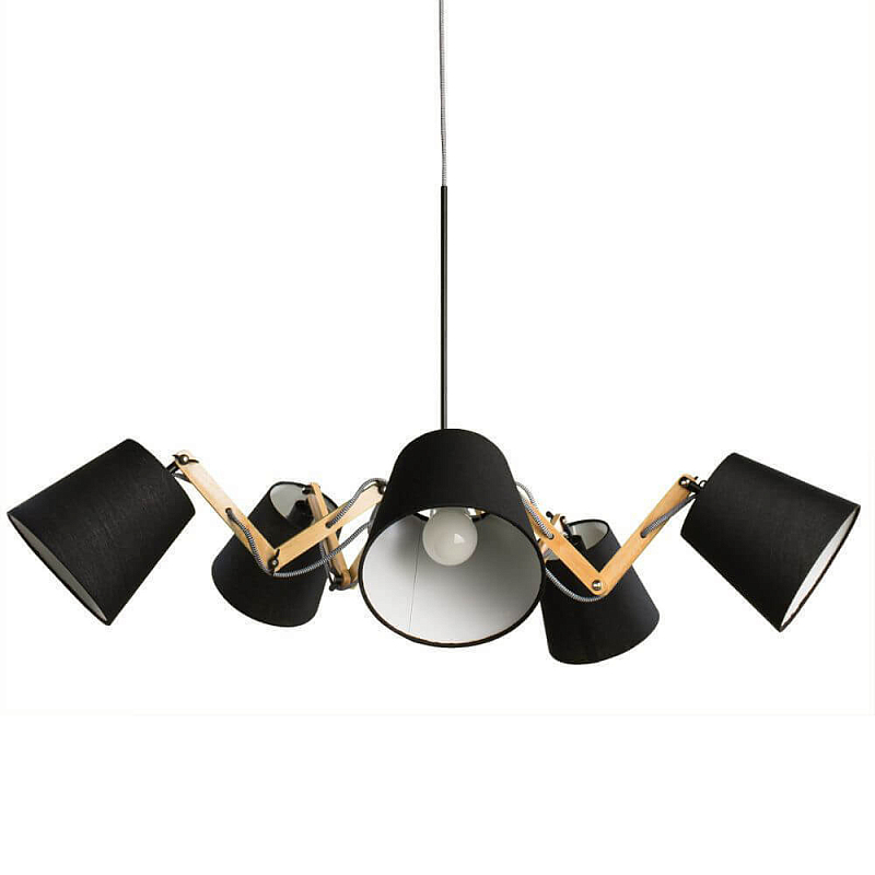 Люстра Woodland Pendant 5 Black Древесина Черный Люстра Woodland Pendant 5 Black Древесина Черный в Твери | Loft Concept