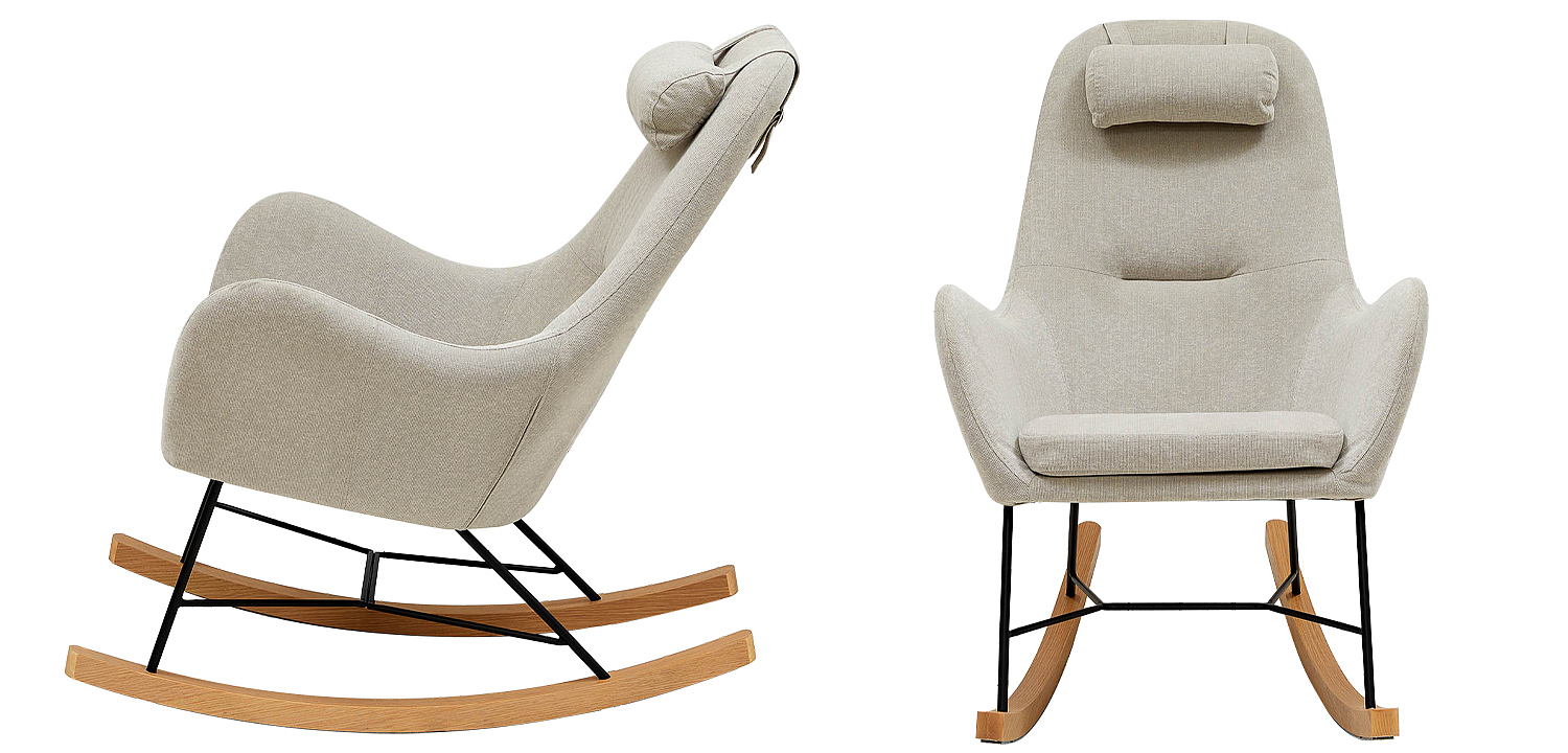 Бежевое Кресло-качалка с подушкой Rhyley Rocking Chair Бежевое Кресло-качалка с подушкой Rhyley Rocking Chair - Loft-Concept в Твери
