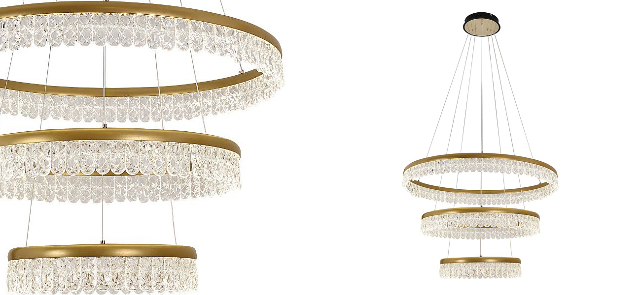 Светодиодная люстра из 3-х колец Pettico Gold Светодиодная люстра из 3-х колец Pettico Gold - Loft-Concept в Твери