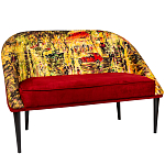 Диван двухместный из натурального бука красный с цветным принтом Impressionism in Art варинант исполнения - 3 | Loft Concept в Твери
