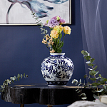 Ваза округлой формы с бело-синим цветочным орнаментом Blue & White Ornament  варинант исполнения - 2 | Loft Concept в Твери