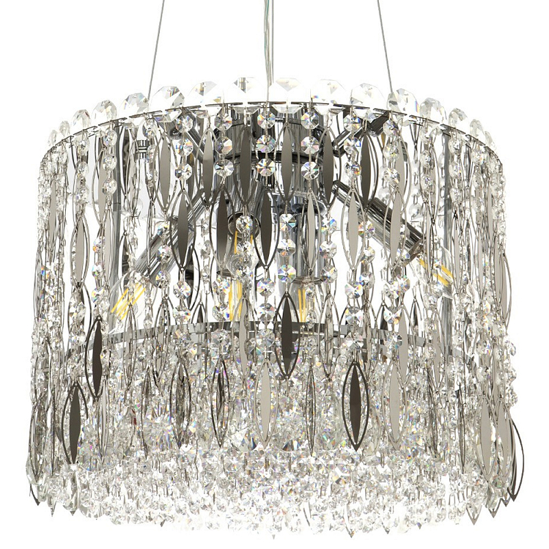 Круглая люстра с металлическими и хрустальными подвесками Bonnay Crystal Chrome Chandelier Прозрачное Стекло Хром Круглая люстра с металлическими и хрустальными подвесками Bonnay Crystal Chrome Chandelier Прозрачное Стекло Хром в Твери | Loft Concept