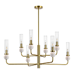 Люстра с 8-ю плафонами в форме стеклянных трубок и мраморных декоративных элементов Montreal варинант исполнения - 8 | Loft Concept в Твери