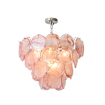 Люстра с каскадом из круглых розовых стеклянных дисков Pink Light Waterfall варинант исполнения - 3 | Loft Concept в Твери