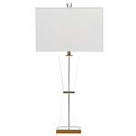 Настольная лампа с прозрачным корпусом и прямоугольным тканевым абажуром Charm and Luxury варинант исполнения - 4 | Loft Concept в Твери