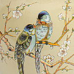 Настольная лампа бежевая с изображением птиц Slip Away варинант исполнения - 6 | Loft Concept в Твери