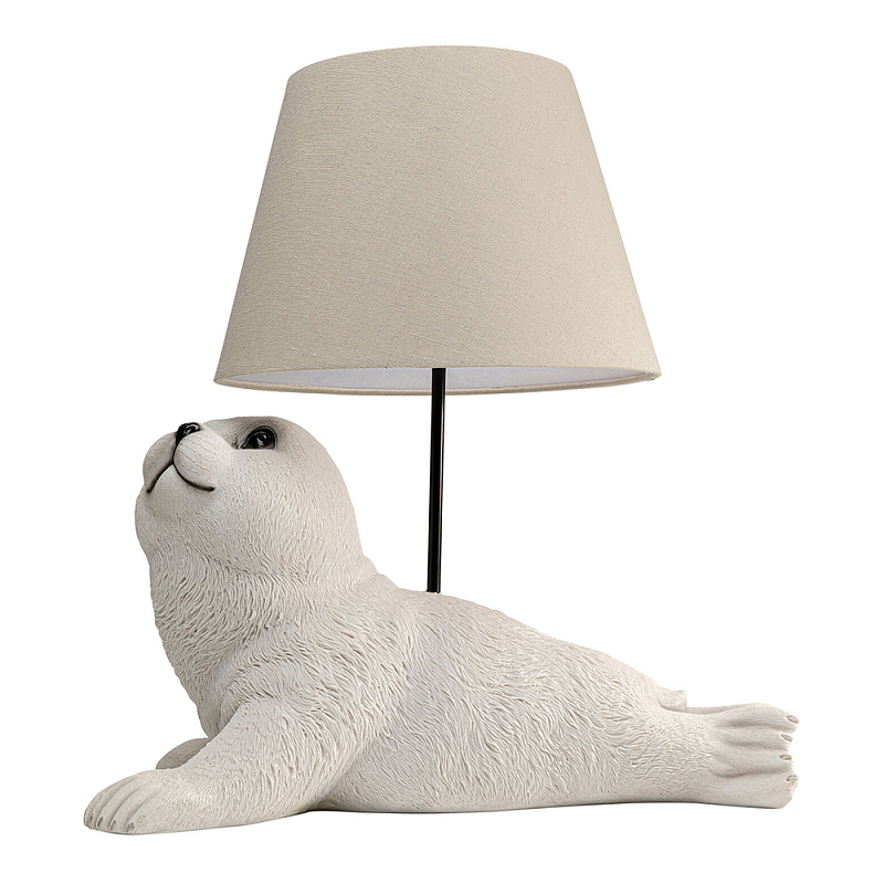 Настольная лампа в детскую Белый морской котик Бежевый Молочный в Твери | Loft Concept 