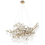 Подвесная люстра в виде ветвей деревьев золотого цвета с прозрачными подвесками-каплями 10 и 14 ламп Droplet Chandelier варинант исполнения - 3 | Loft Concept в Твери