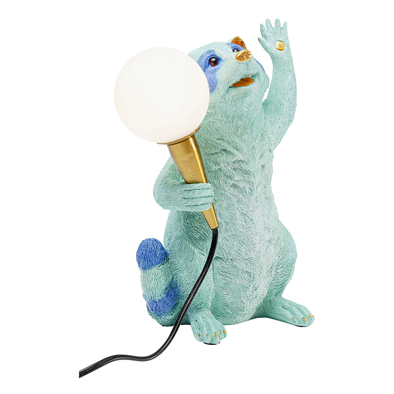 Настольная лампа для детской Голубой Енот  Золотой Бирюзовый Синий в Твери | Loft Concept 