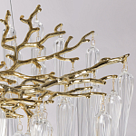 Люстра золотого цвета с декоративными ветками и длинными прозрачными стеклянными подвесами в форме сосулек Droplet Chandelier варинант исполнения - 7 | Loft Concept в Твери