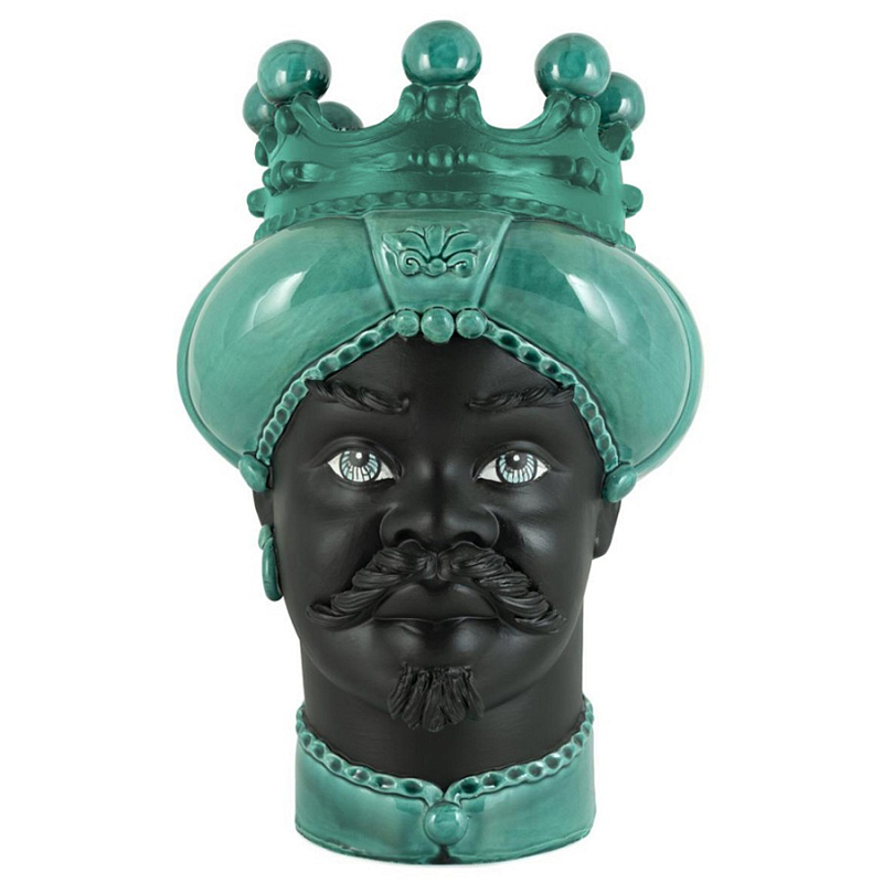 Ваза Vase Moro Man Crown Dark Malachite Черный Малахит Ваза Vase Moro Man Crown Dark Malachite Черный Малахит в Твери | Loft Concept