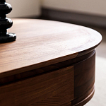 Кофейный стол овальный из дерева с 2-мя ящиками Coffee Walnut Table варинант исполнения - 9 | Loft Concept в Твери