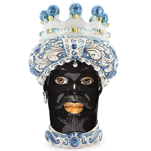 Ваза VASE MORO MAN ORNATE H41 blue