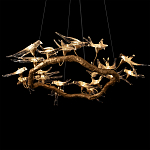 Люстра подвесная с прозрачными стеклянными птичками на ветвях Диаметр 100 см Serip Voa варинант исполнения - 9 | Loft Concept в Твери