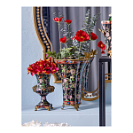 Ваза из фарфора черная с цветочной росписью и бронзовой стрекозой Spring Garden варинант исполнения - 4 | Loft Concept в Твери