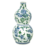 Ваза фигурная с сине-зелеными узорами распустившихся цветов Blossoming Spring варинант исполнения - 1 | Loft Concept в Твери