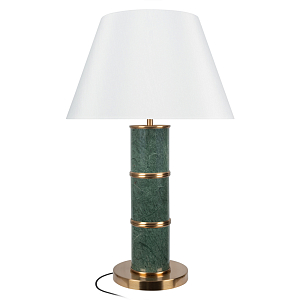 Настольная лампа на основании из зеленого мрамора с белым абажуром Noelia Green