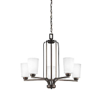 Люстра бронзового цвета с 5-ю матовыми стеклянными плафонами Generation Lighting варинант исполнения - 1 | Loft Concept в Твери