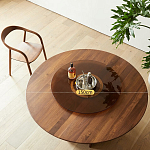 Стол обеденный круглый с двойной столешницей Walnut Wood Table варинант исполнения - 5 | Loft Concept в Твери