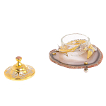 Икорница с декором "Осетр" с гравировкой на подставке из натурального камня Агат Decorative Cavair Dishes варинант исполнения - 3 | Loft Concept в Твери