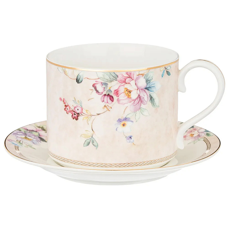 Чайная пара из фарфора с цветочным принтом 300мл Flower Porcelain Collection Розовый Мульти Чайная пара из фарфора с цветочным принтом 300мл Flower Porcelain Collection Розовый Мульти в Твери | Loft Concept