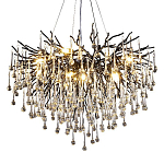 Люстра черная с прозрачными стеклянными подвесками в форме капель FAIRYTREE Light варинант исполнения - 3 | Loft Concept в Твери