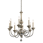 Люстра серебряного цвета с состаренным эффектом и декоративным подвесным шаром Kichler варинант исполнения - 1 | Loft Concept в Твери