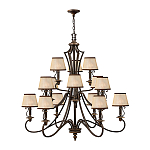 Люстра бронзового цвета с бежевыми абажурами из органзы в классическом стиле Hinkley варинант исполнения - 2 | Loft Concept в Твери