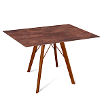 Стол обеденный с коричневой прямоугольной столешницей из керамики на четырех деревянных ножках Brown Ceramics варинант исполнения - 1 | Loft Concept в Твери