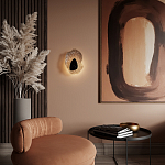 Бра с волнообразным стеклянным плафоном и вставкой из мрамора Liquid Stone варинант исполнения - 15 | Loft Concept в Твери