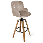 Барный стул со спинкой и подлокотниками на 4-х коричневых ножках Бежевый Велюр Ava Charm варинант исполнения - 1 | Loft Concept в Твери