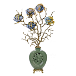 Ваза зеленая с бронзовыми ветвями и фарфоровыми рыбками Eden Garden варинант исполнения - 1 | Loft Concept в Твери