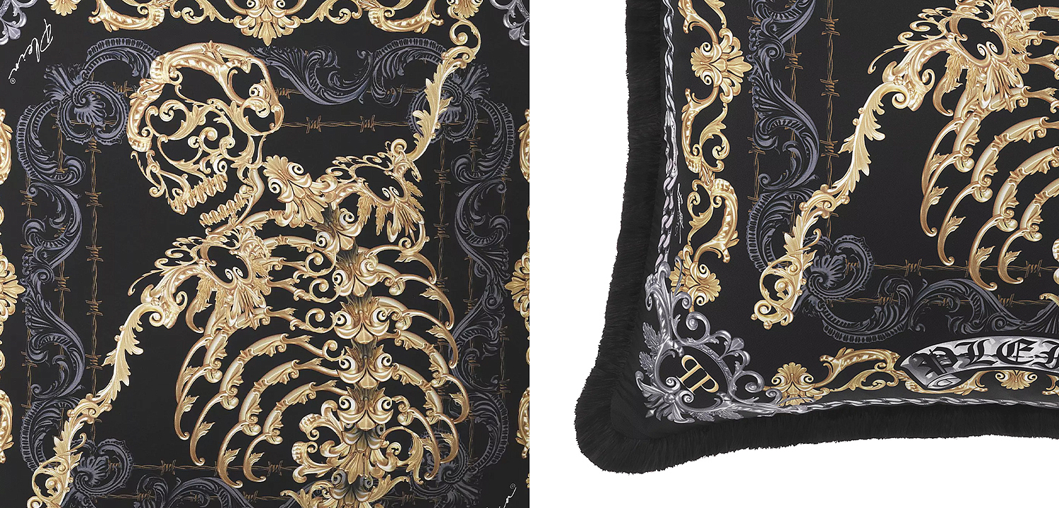Подушка Philipp Plein Cushion Silk Skeleton 50 x 50 cm Подушка Philipp Plein Cushion Silk Skeleton 50 x 50 cm - Loft-Concept в Твери