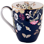 Кружка синяя из фарфора с рисунком цветов 400 мл Garden Whisper Porcelain Set  варинант исполнения - 1 | Loft Concept в Твери