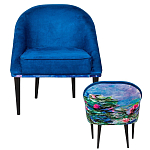 Кресло из натурального бука синее с цветочным принтом Impressionism in Art варинант исполнения - 2 | Loft Concept в Твери