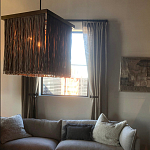 Люстра квадратная с бахромой и подвесом из деревянных бусин Psyche варинант исполнения - 3 | Loft Concept в Твери