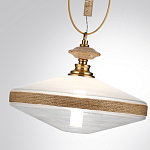 Подвесной светильник с плоским прозрачным плафоном и декоративной вставкой из текстурного камня Tectona  варинант исполнения - 6 | Loft Concept в Твери