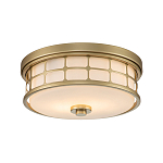 Потолочный светильник для ванных комнат цвета латунь в виде металлической клетки с геометрическими узорами Quoizel варинант исполнения - 1 | Loft Concept в Твери