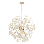 Люстра круглой формы с белыми и прозрачными лепестками цветов Диаметр 69 см Wintery flovers варинант исполнения - 1 | Loft Concept в Твери