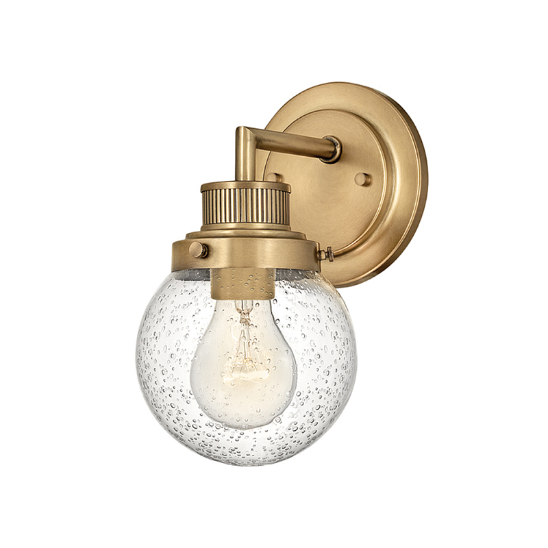 Бра для ванных комнат с прозрачным шарообразным плафоном из стекла с пузырьками на круглом основании Hinkley Хром Латунь Прозрачное Стекло в Твери | Loft Concept 