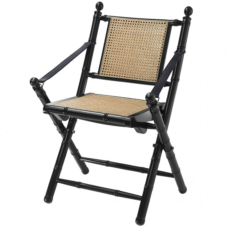Стул Eichholtz Folding Chair Bolsena Black Черный Бежевый Стул Eichholtz Folding Chair Bolsena Black Черный Бежевый в Твери | Loft Concept