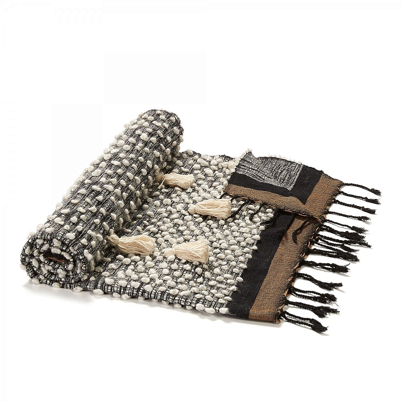Плед Plaid Boho Tassels Бежевый Коричневый Синий Плед Plaid Boho Tassels Бежевый Коричневый Синий в Твери | Loft Concept