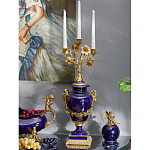 Подсвечник из темно-синего фарфора с бронзовыми элементами и цветами Eden Garden варинант исполнения - 4 | Loft Concept в Твери