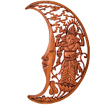 Панно из дерева Ганеша и месяц Panel With Animals варинант исполнения - 1 | Loft Concept в Твери